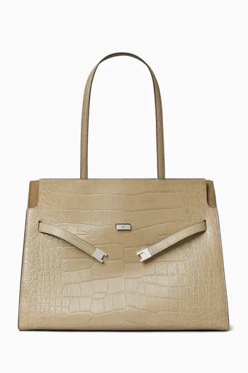 Lee Radziwill Tote Bag in Suede & Croc-embossed leather