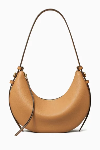 حقيبة كتف رومي بتصميم نصف دائري جلد بارز الملمس