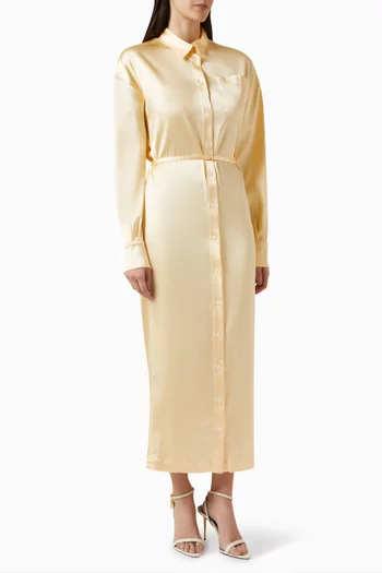 فستان بنمط قميص وحزام ستان