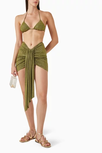 تنورة ماليبو قصيرة مزينة بتطريزات بالكريستال