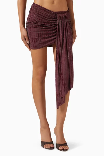 تنورة ماليبو قصيرة مزينة بتطريزات بالكريستال