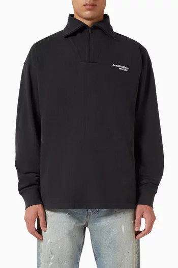 سويت شيرت بسحّاب مزين بشعار الماركة قطن