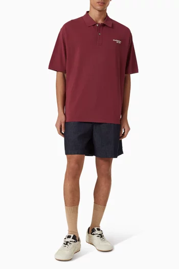 تي شيرت بولو بشعار الماركة قطن بلون باهت