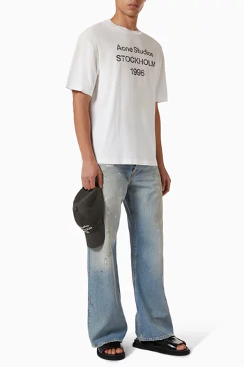 تي شيرت بطبعة شعار الماركة قطن وقنب