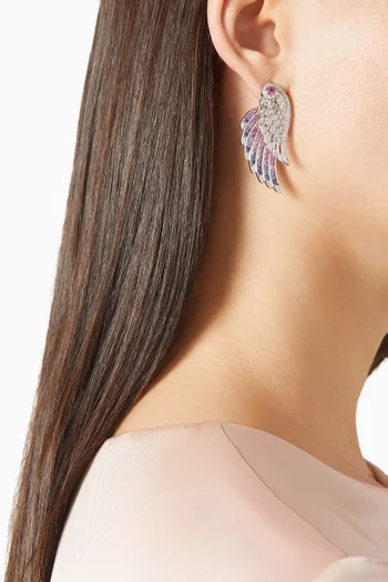 أقراط متدلية وينجز امبريس بيرد أوف بارادايس مرصعة بالياقوت والماس ذهب أبيض عيار 18