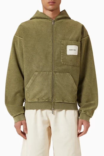 Chest Pocket Zipper Hoodie in Cotton