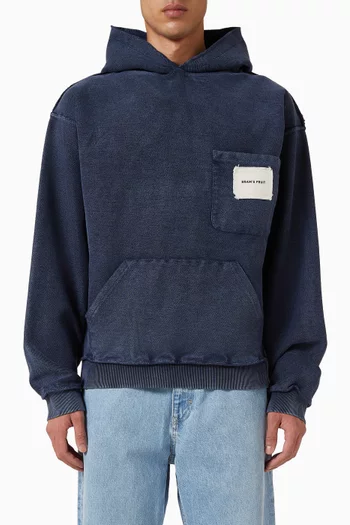 كنزة بغطاء رأس وجيب على الصدر قطن