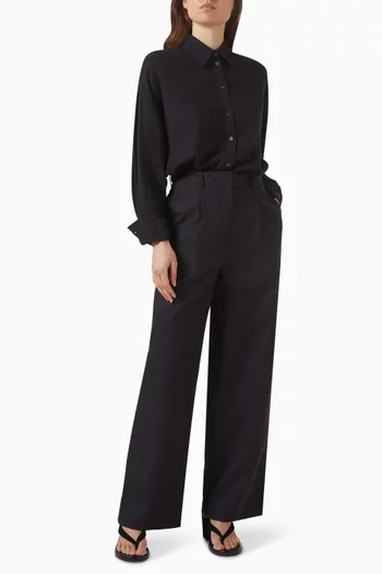 Tailored Wide-leg Pants in Linen Blend