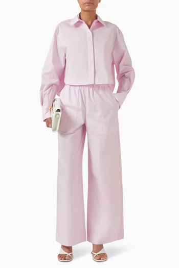 Arden Wide-leg Pants in Cotton Blend