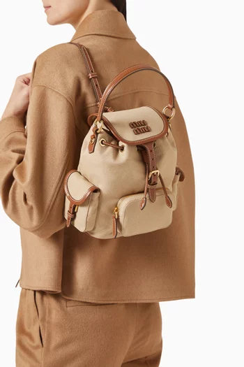 Logo Backpack in Canvas & Leather