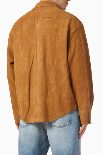 Buttoned Overshirt in Goat Suede Leather