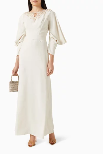 Bead-embellished Belted Dress