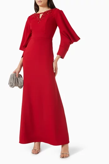 Bead-embellished Belted Dress