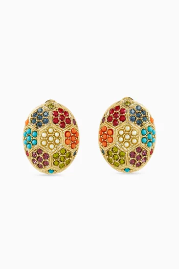 1980s Vintage Colorful Oval Earrings