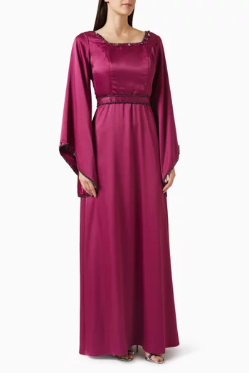 Bead-embellished Belted Dress