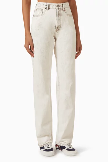 بنطال جينز مطرز بشعار الماركة دينم