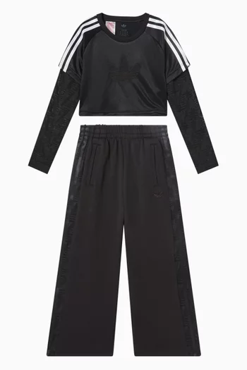 بنطال رياضي بأشرطة مزينة بدانتيل 