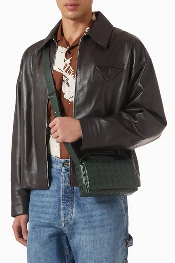 Mini Bag With Flap in Intrecciato Leather