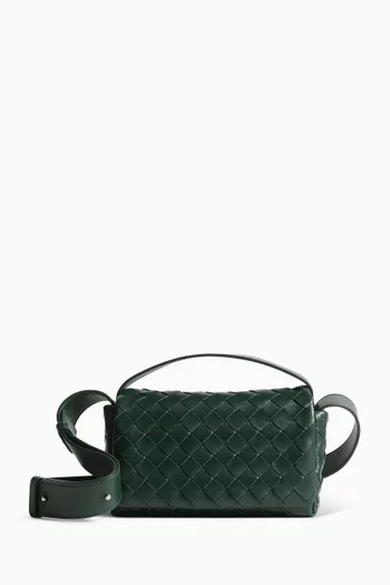 Mini Bag With Flap in Intrecciato Leather
