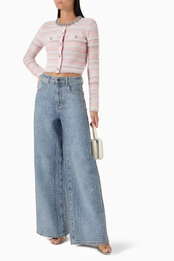 Croc-effect Jeans in Denim