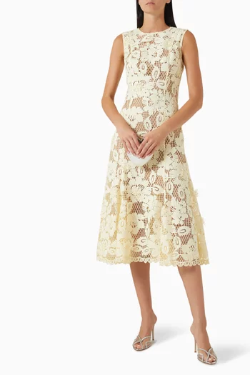 Flared-hem Dress in Crochet Lace