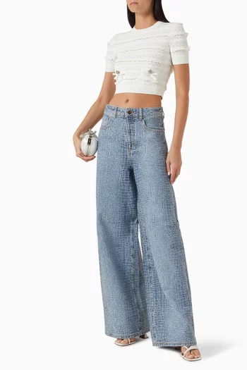 Diamante-trim Top in Viscose Blend