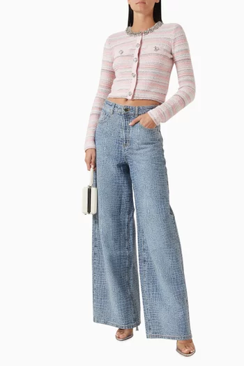 Textured Diamanté-trim Cardigan