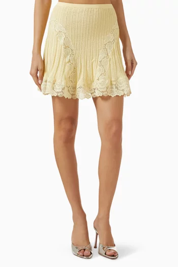 Pointelle Knit Mini Skirt in Viscose Blend