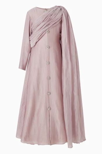 High Neck Cape Maxi Dress