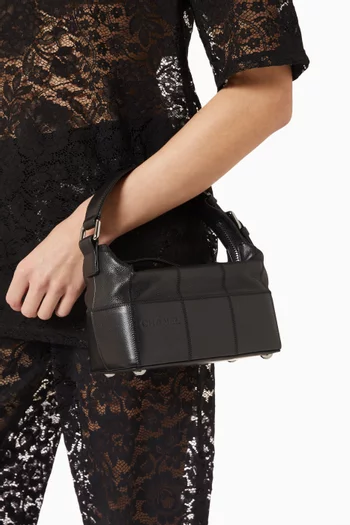 2000s Chocolate Bar Top Handle Bag in Caviar Leather