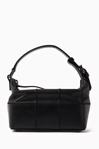 2000s Chocolate Bar Top Handle Bag in Caviar Leather