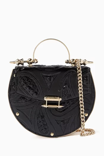 حقيبة أوك بتصميم محفور ويد علوية جلد لامع