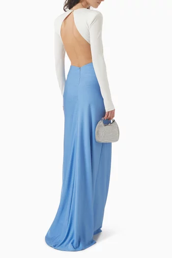 Backless Buzzy Crystal Flower Gown