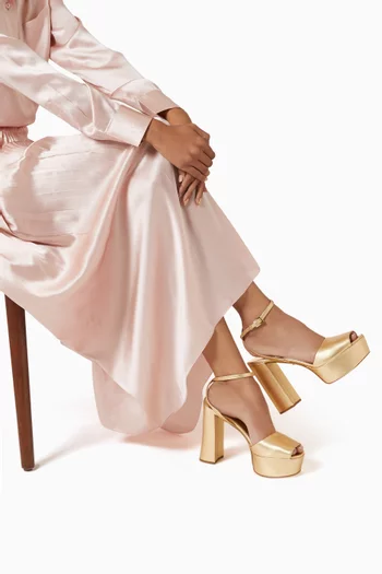 Platform Sandals in Mordoré Nappa Leather