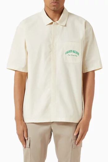 Crest Logo Pyjama Shirt in Cotton
