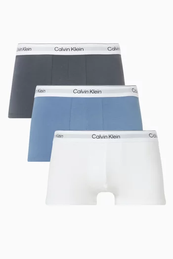 طقم بوكسر بخصر منخفض وشعار الماركة قطن مطاطي، 3 قطع