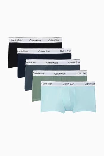Low Rise Trunks in Stretch Cotton, Set of 5