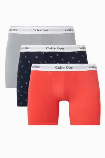 طقم بوكسر بشعار الماركة قطن مطاطي، 3 قطع