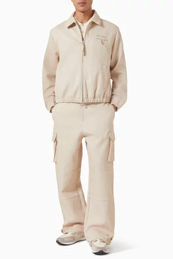 بنطال كارغو ماثيس بقصة ساق واسعة وشعار الماركة تويل