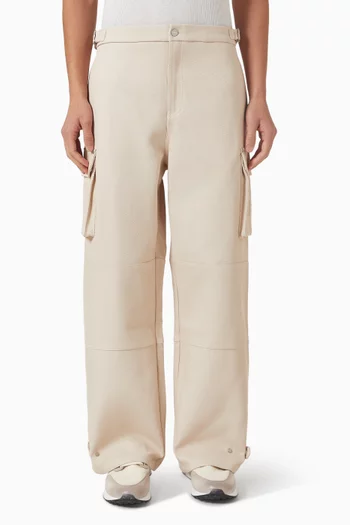 بنطال كارغو ماثيس بقصة ساق واسعة وشعار الماركة تويل