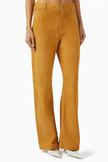 Panelled Straight-fit Jeans in Suede