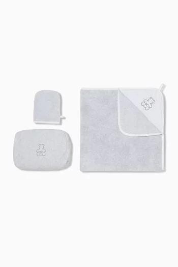 Embroidered Baby Bath Set in Cotton-terry