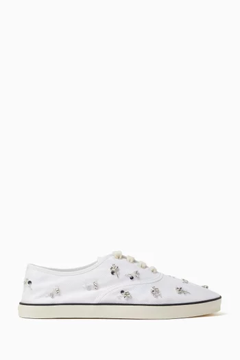 Embroidered Drill Sneakers in Wool