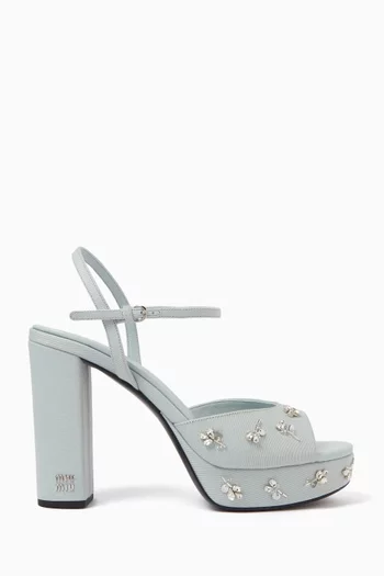 Embroidered 110 Platform Sandals in Cotton-drill