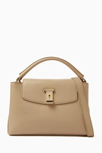 Small Lock Me Top-handle Bag in Grained Leather