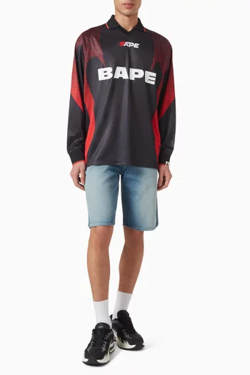 Ape Flame Monogram Jacquard Logo Football Jersey
