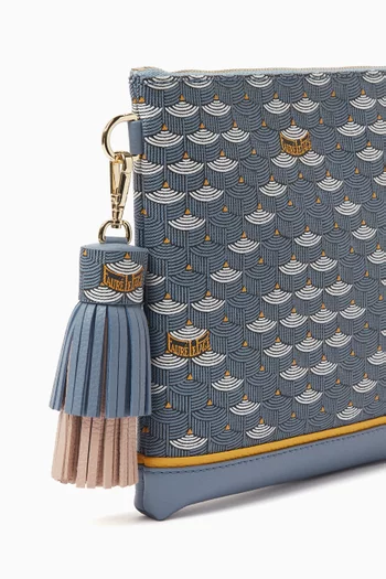 Tassel Key Holder in Leather & Bistrot Canvas