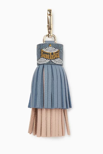 Tassel Key Holder in Leather & Bistrot Canvas