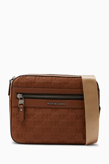 Jet Set Logo Crossbody Bag in Embossed Leather