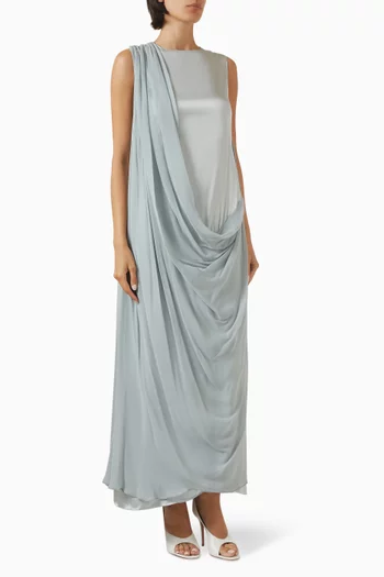 green emerald velvet dress Abadia Blue Suri Maxi Dress